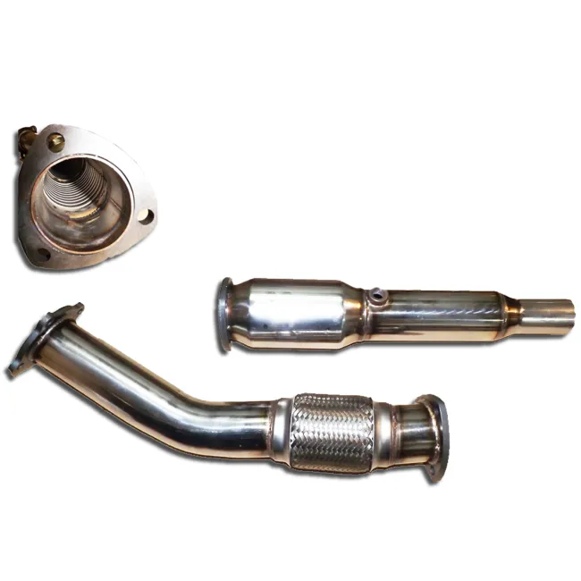 Downpipe für Golf 4, Audi A3, Seat Leon 1.8T ø 76mm mit 200 Zellen Rennkat Euro 4 tauglich Flexrohr Interlock - Edelstahl