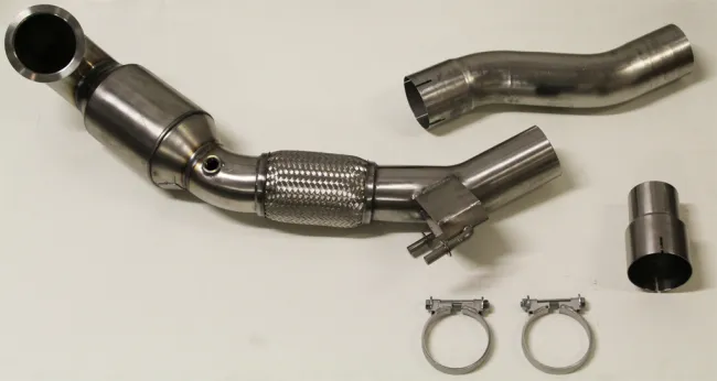 HG Downpipe Bull-xfür Audi A3 8v, Seat Leon III, Golf 7 GTI 2.0 TFSI ø 89>76mm Edelstahl mit EG-Betriebserlaubnis
