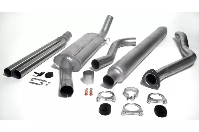 Simons Aluminisierte Sportauspuffanlage 2x 57 mm Rund für SAAB 900 Turbo 8V/16V