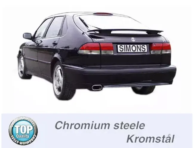 Simons Chromstahl Sportauspuffanlage 70x140 mm Eckig für SAAB 9-3 2.0T Coupé & Cabrio