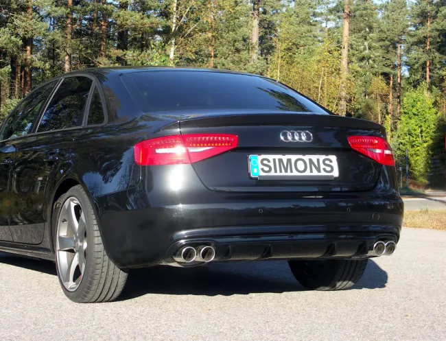 Simons Edelstahl Sportauspuff Duplex L+R 2x80 mm für Audi A4 (B8) 2wd/Quattro Limousine/Avant/Allroad/Kombi 1.8T/2.0T EG-Genehmigung (eintragungsfrei)