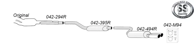 Simons Edelstahl Sportauspuffanlage 2x80 mm für Audi S4 Quattro Limousine/Avant/Kombi 2,7 EG-Genehmigung