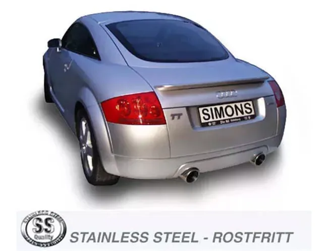 Simons Edelstahl Sportauspuffanlage Duplex 100 mm für Audi TT 8N Quattro Coupé/Roadster 1.8T EG-Genehmigung