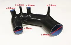 Ansaugschlauch Silikon für Audi A4, A6 B5 B6 Passat 1.8T 150PS-193PS schwarz ø 51mm Turboeinlass ø 80mm LMM-Einlass