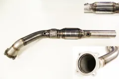 Downpipe 1.8T mit TÜV ECE (eintragungsfrei) Euro 3 + 4 für Golf 4, Audi A3 TT ø 76mm 200 Zellen Sportkat Flexrohr Interlock - Edelstahl